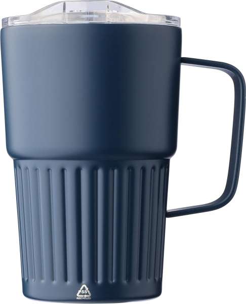 Recycelter Edelstahl-Reisebecher mit doppelter Wand (450 ml) von Calo