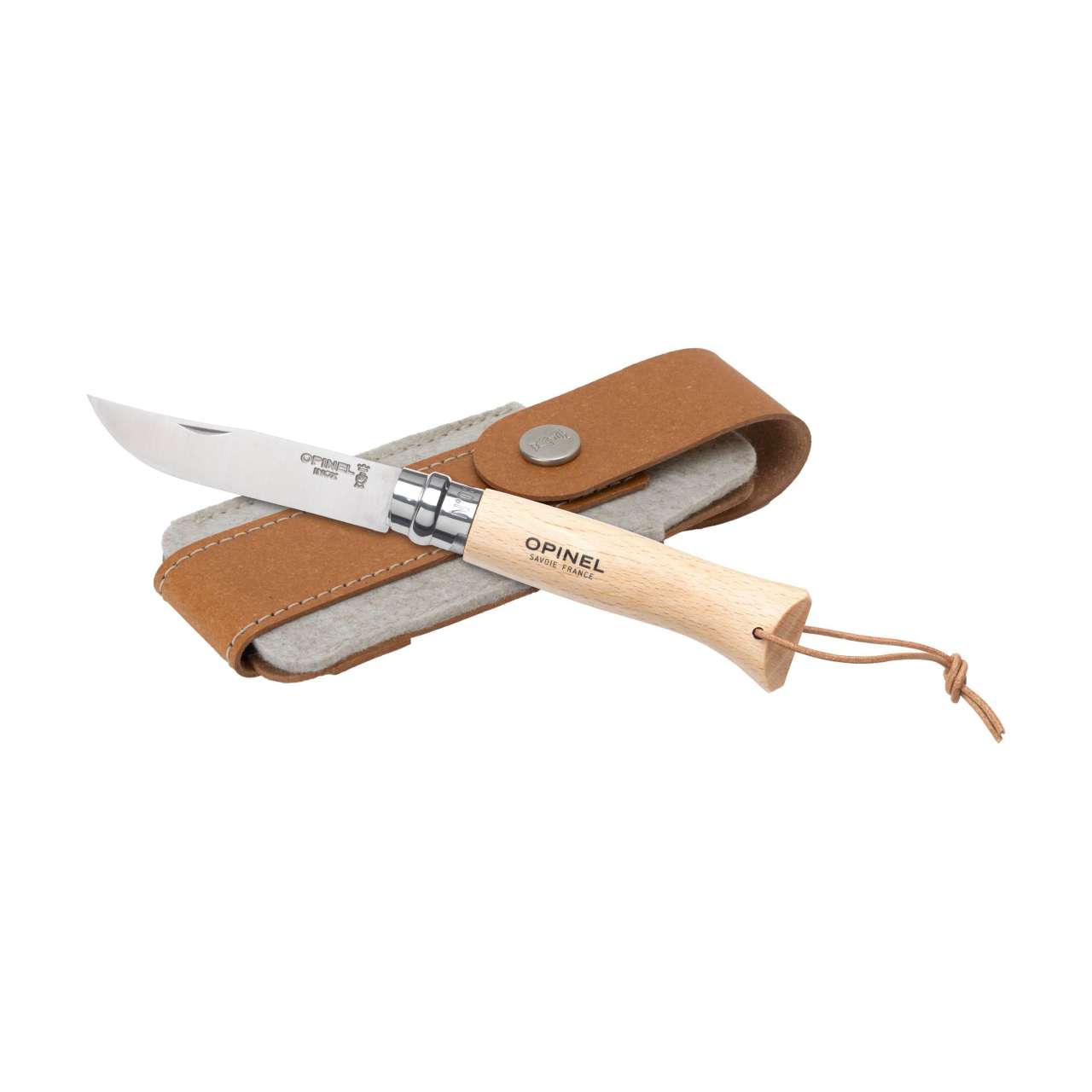 Opinel Inox No 8 Taschenmesser in einer Gürteletui