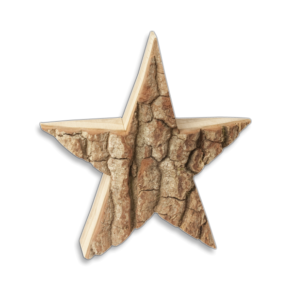 Stern mit Rinde aus Holz 35 cm