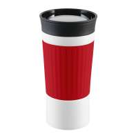 Becher weiß, Hülle rot