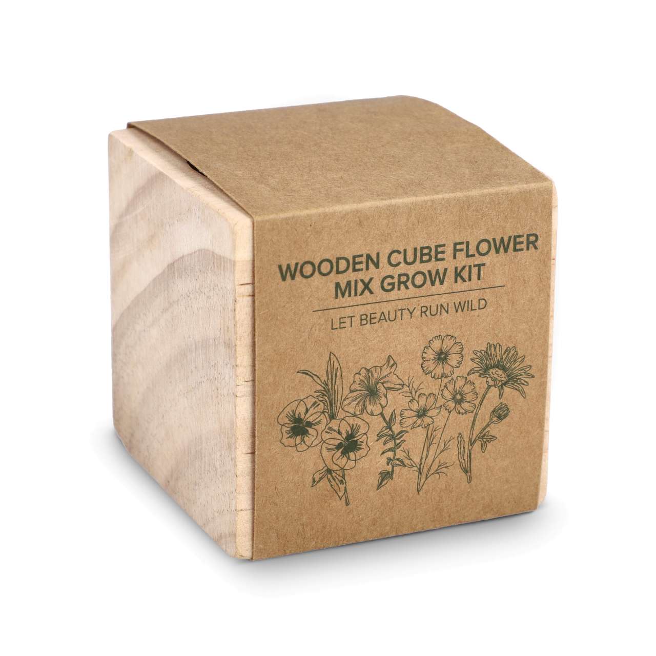 FSC-Holzpflanzgefäß-Set – Blumenmischung