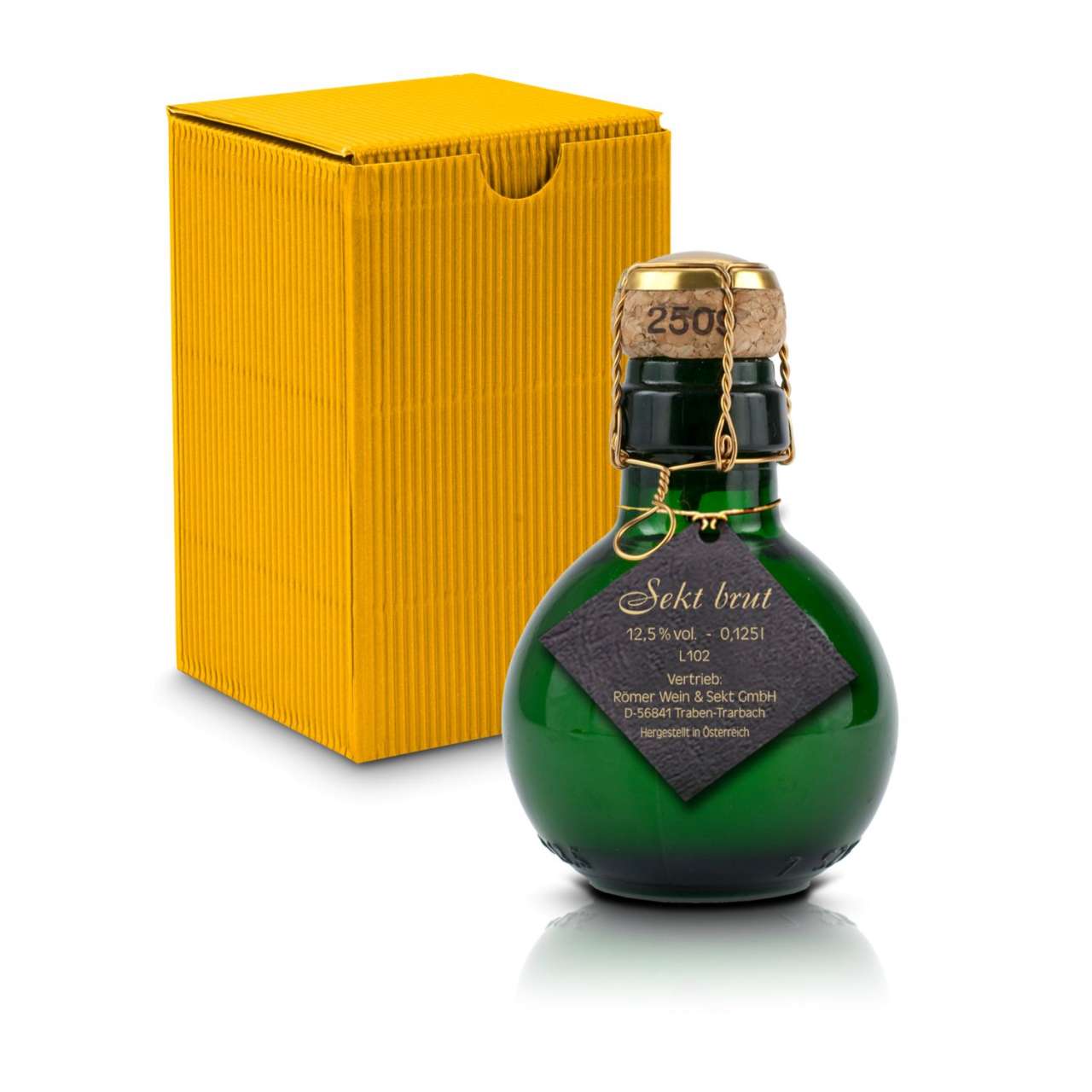 Kleinste Sektflasche der Welt! schwarzer Anhänger - Inklusive Geschenkkarton in, 125 ml