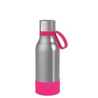 Flasche silber, Ring magenta, Hülle magenta