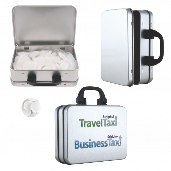 Koffer-Blechdose mit ca. 100 gr. Minties