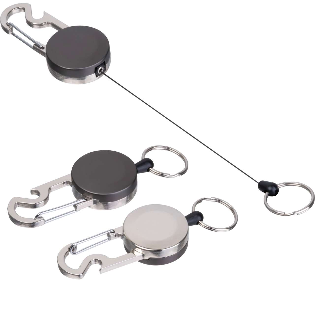 Ausziehbarer Schlüsselanhänger mit Karabiner aus Metall PEGGY