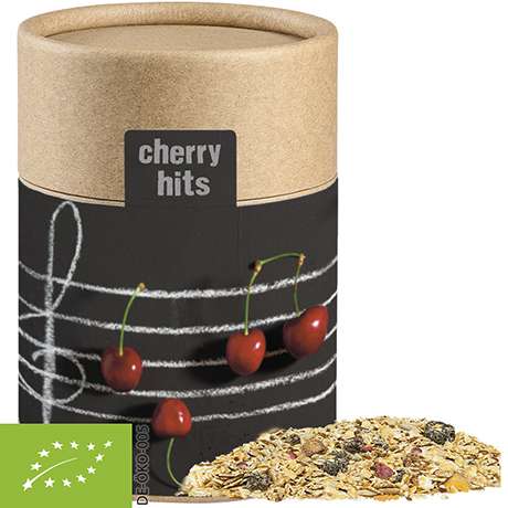 Bio Müsli Sauerkirsche, ca. 60g, Kraftpapierdose Midi