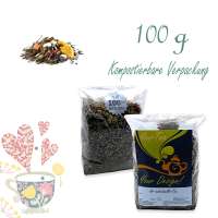 Kompostierbarer Zellglas-Beutel, Geprägtes Verschluss-Siegel aus Zuckerrohrpapier. Komplett abbaubar. Inhalt 100 g