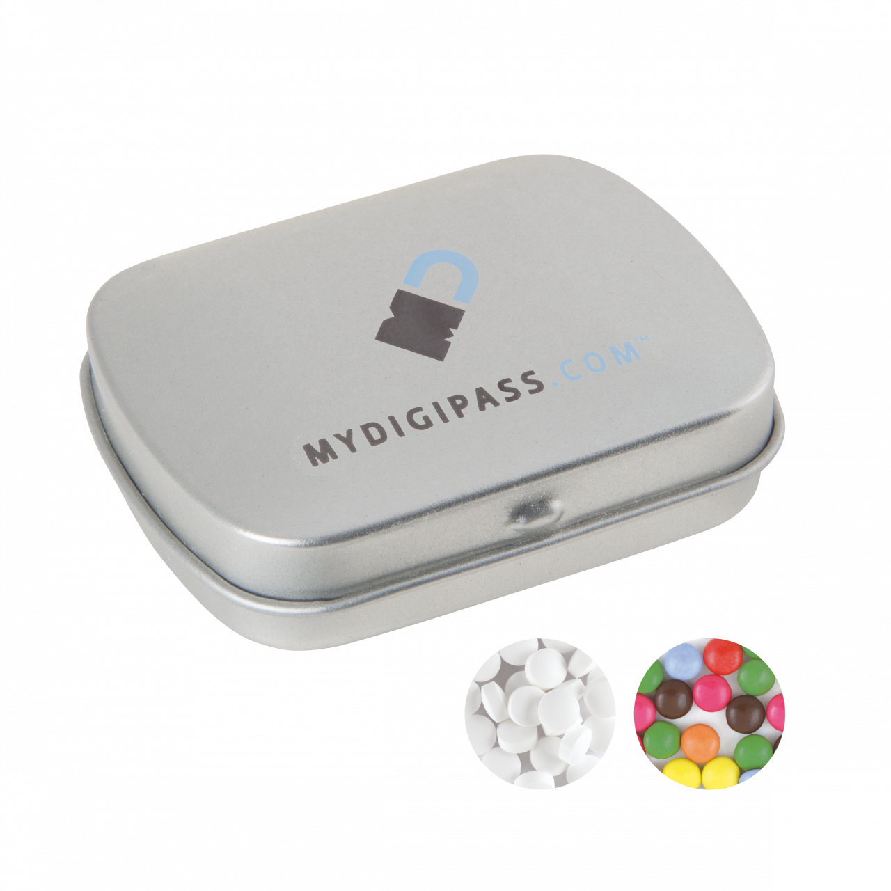 Gewölbte Scharnierblechdose mit ca. 30 gr. Minties