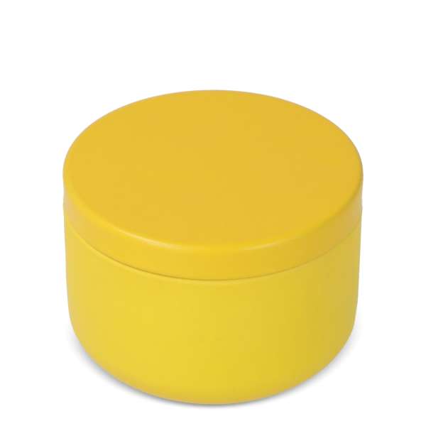 Candle in round recycled tin
