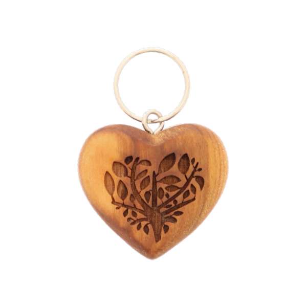 Schlüsselanhänger Herz mit Gravur 'Baum' 5,5 cm