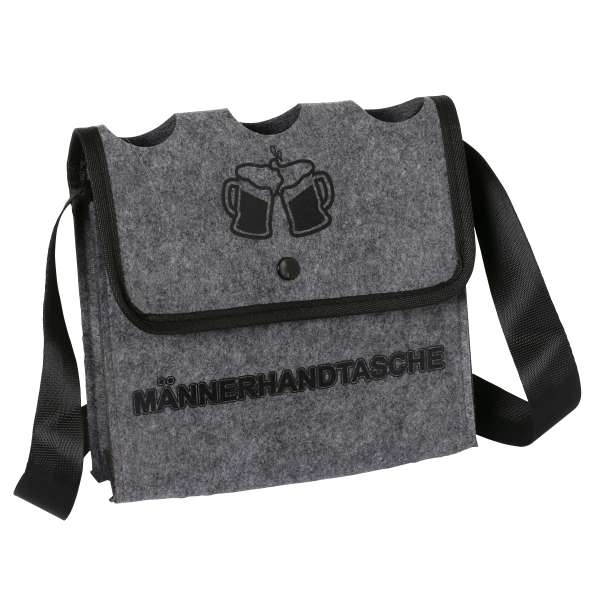 Männerhandtasche Umhängetasche aus Filz für 3 Flaschen