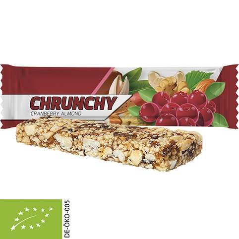 Bio Knusperriegel Cranberry-Mandel, ca. 25g, Flowpack