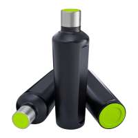Flasche schwarz, Deckel hellgrün, Boden hellgrün