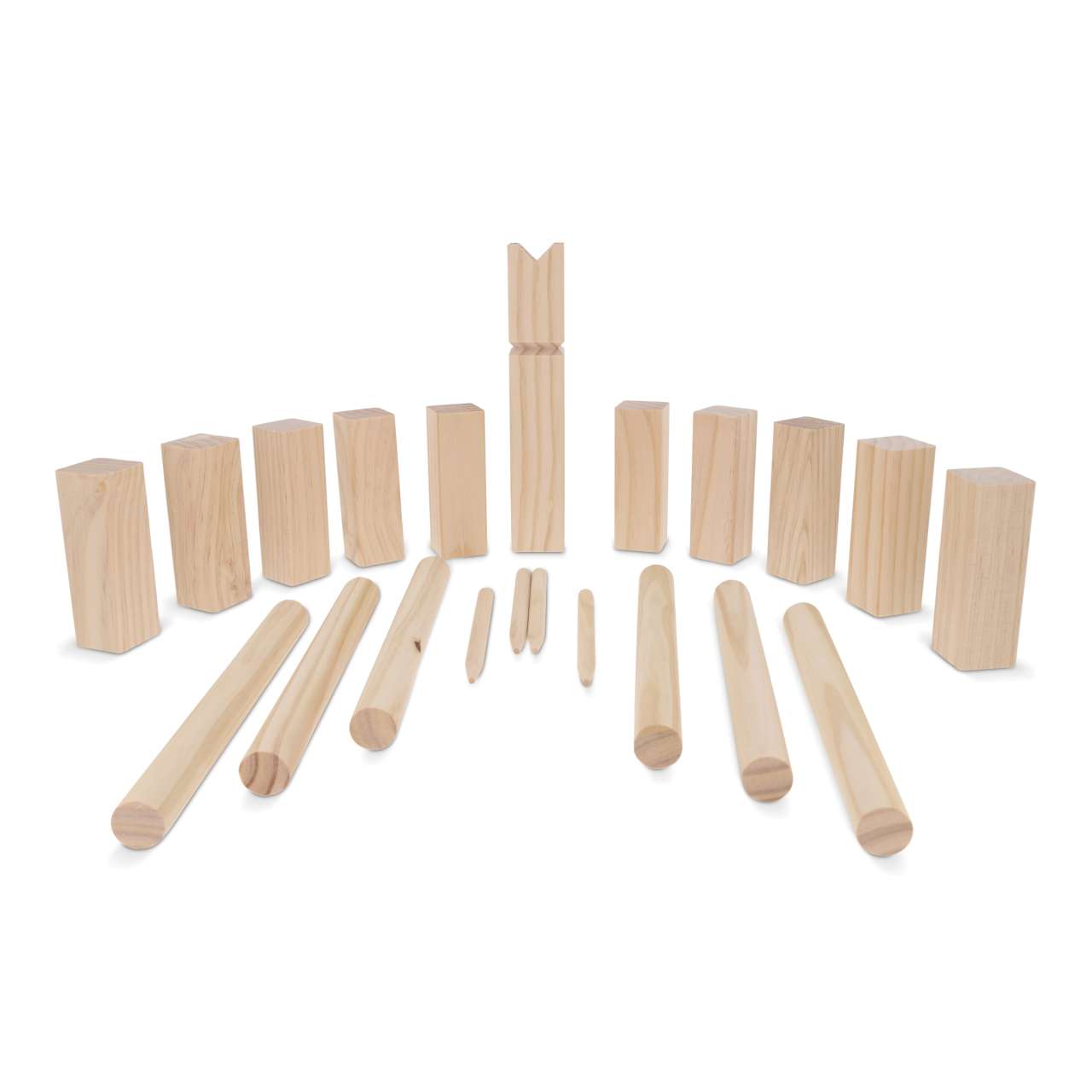 Kubb Spiel aus Holz mit Beutel
