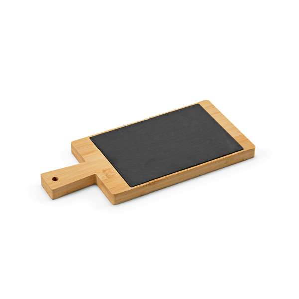 Claudel Schneidebrett aus Schiefer und Bambus mit Griff und Kreide