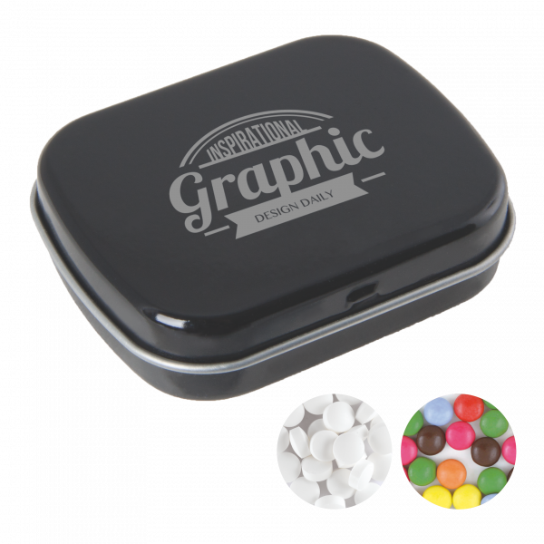 Scharnierblechdose mit ca. 25 gr. Minties TAMPONDRUCK