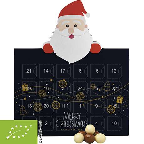 Bio Knusperkugeln-Mix, ca. 50g, Adventskalender Mini Weihnachtsmann