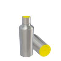 Flasche silber, Deckel gelb, Boden gelb