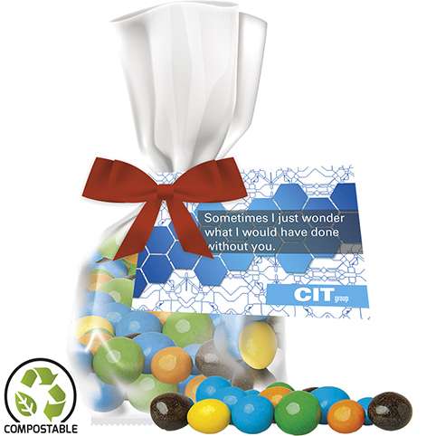 Bunte Schoko Erdnüsse, ca. 30g, Express Flachbeutel mit Schleife mit Werbekarte