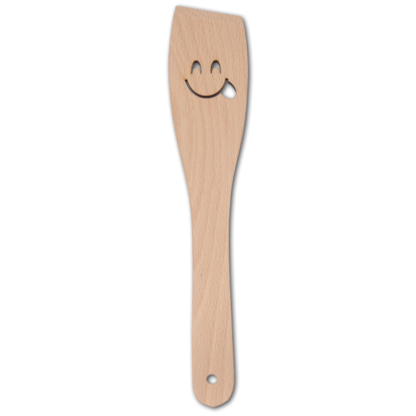 Pfannenwender, mit Motiv Gesicht mit rausgestreckter Zunge, aus Holz 30 cm