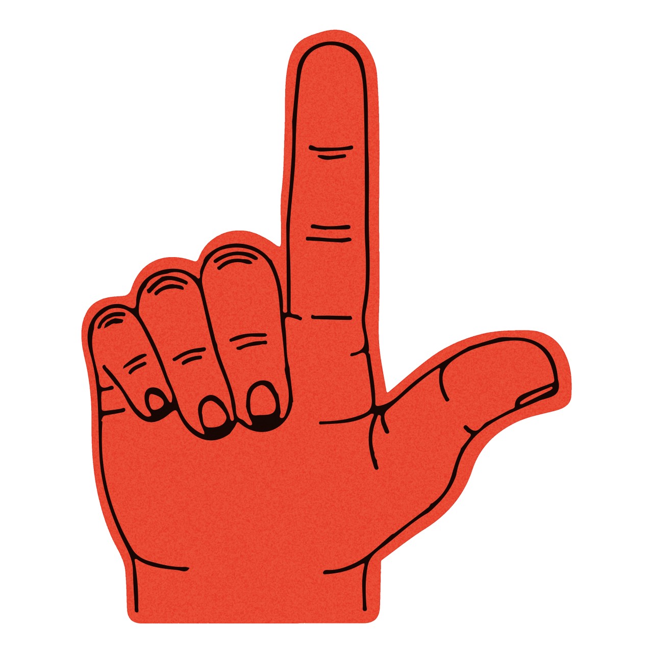 Winkehand aus Schaumstoff ACHTUNG