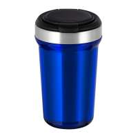 Innenbecher silber, Deckel schwarz, Tasse dunkelblau