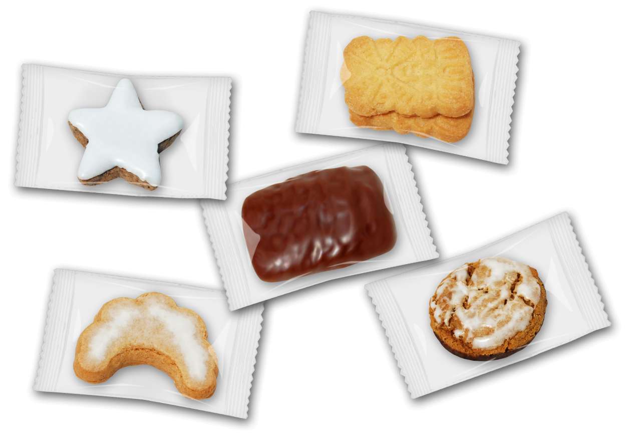 Weihnachtsgebäck einzeln verpackt lose