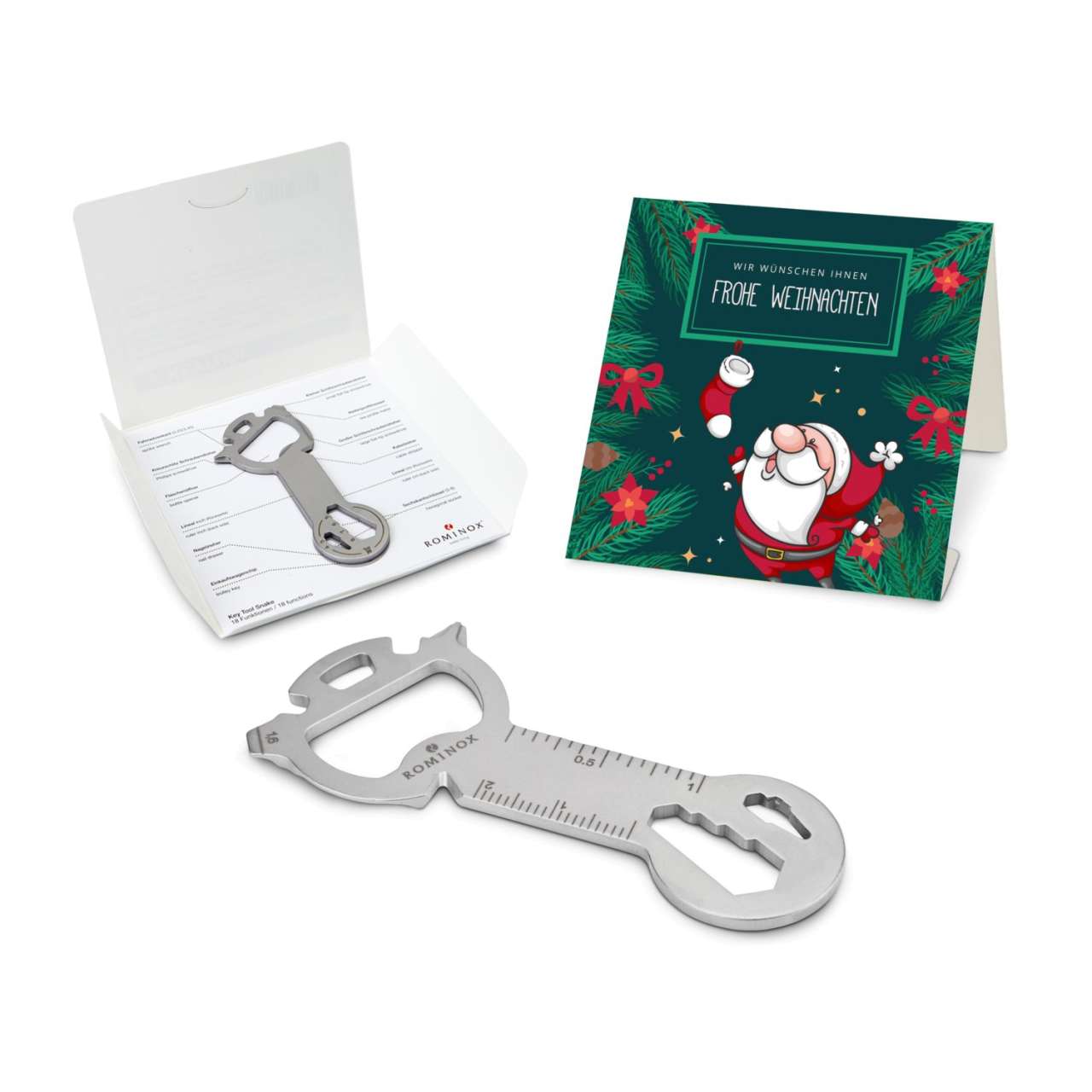 Geschenkartikel: ROMINOX® Key Tool Funktionen) im Motiv-Mäppchen Frohe Weihnachten