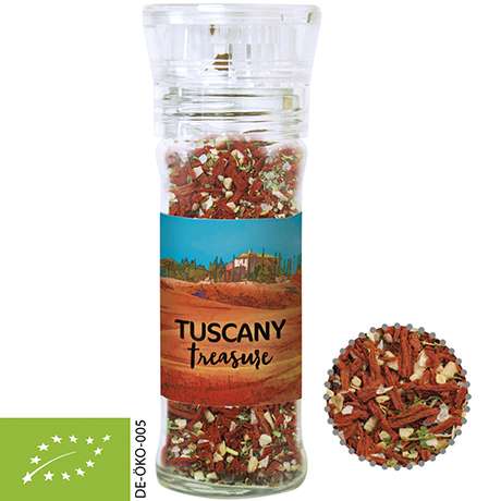 Bio Gewürzmischung Toskanische Bruchetta, ca. 35g, transparente Gewürzmühle