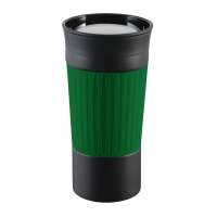Becher schwarz, Hülle grün