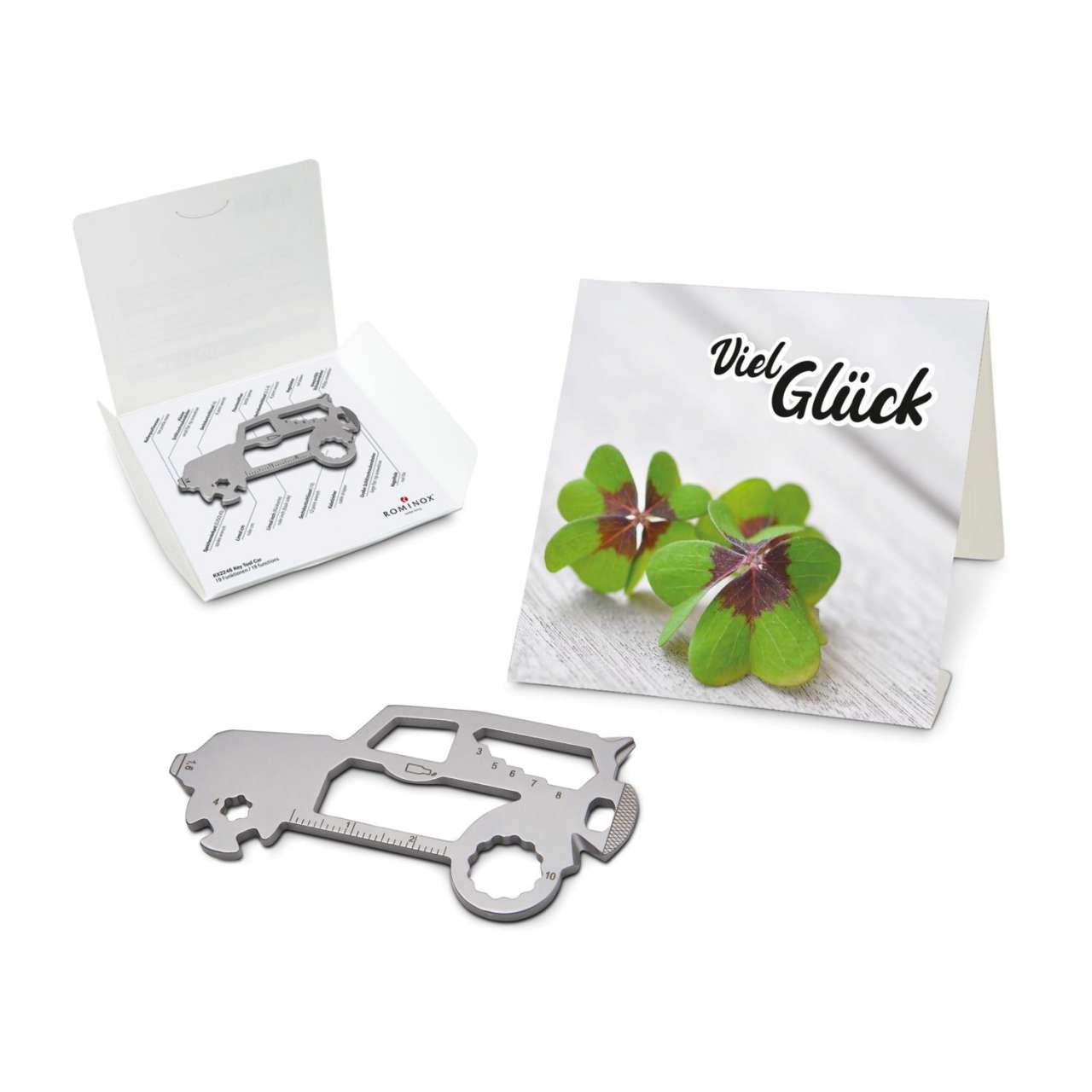 Geschenkartikel: ROMINOX® Key Tool Funktionen) im Motiv-Mäppchen Viel Glück