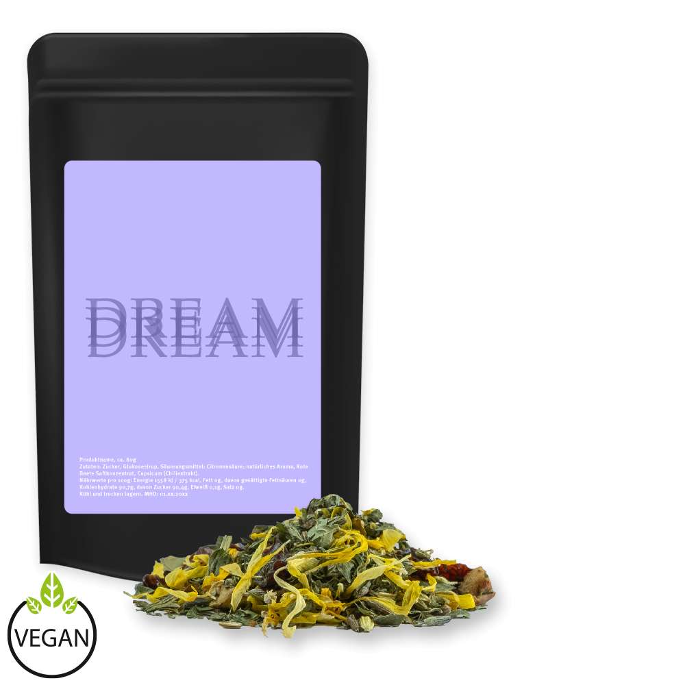 Kräutertee Lavendel, ca. 21g, Standbeutel Midi schwarz