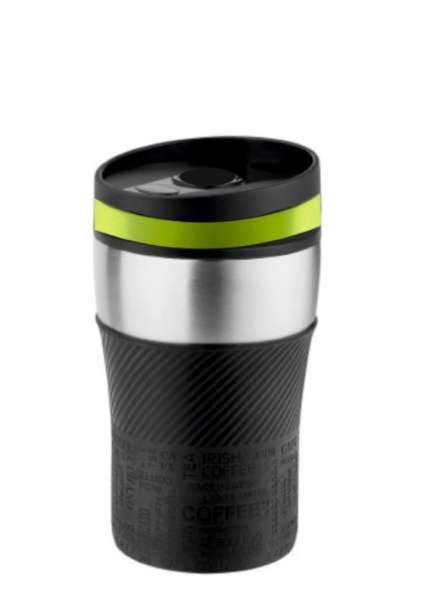 Metmaxx® Thermobecher "CremaOfficina" silber / Manschette schwarz / Ring schwarz