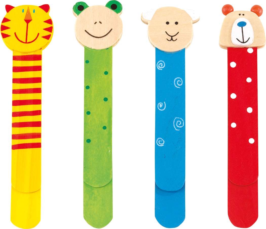 Holz-Lesezeichen FUNNY ANIMALS, 4-fach sortiert, Preis pro Stück