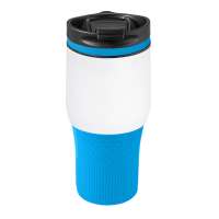 Becher weiß, Ring cyan, Hülle cyan