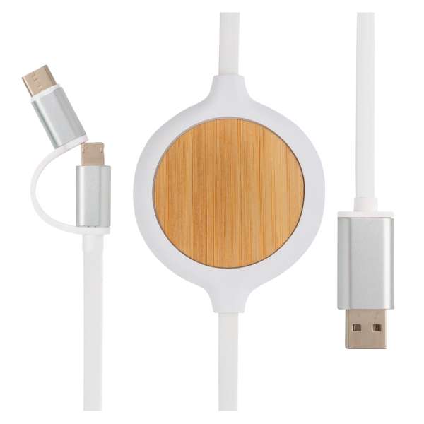 3-in-1 Kabel mit 5W Bambus Wireless Charger