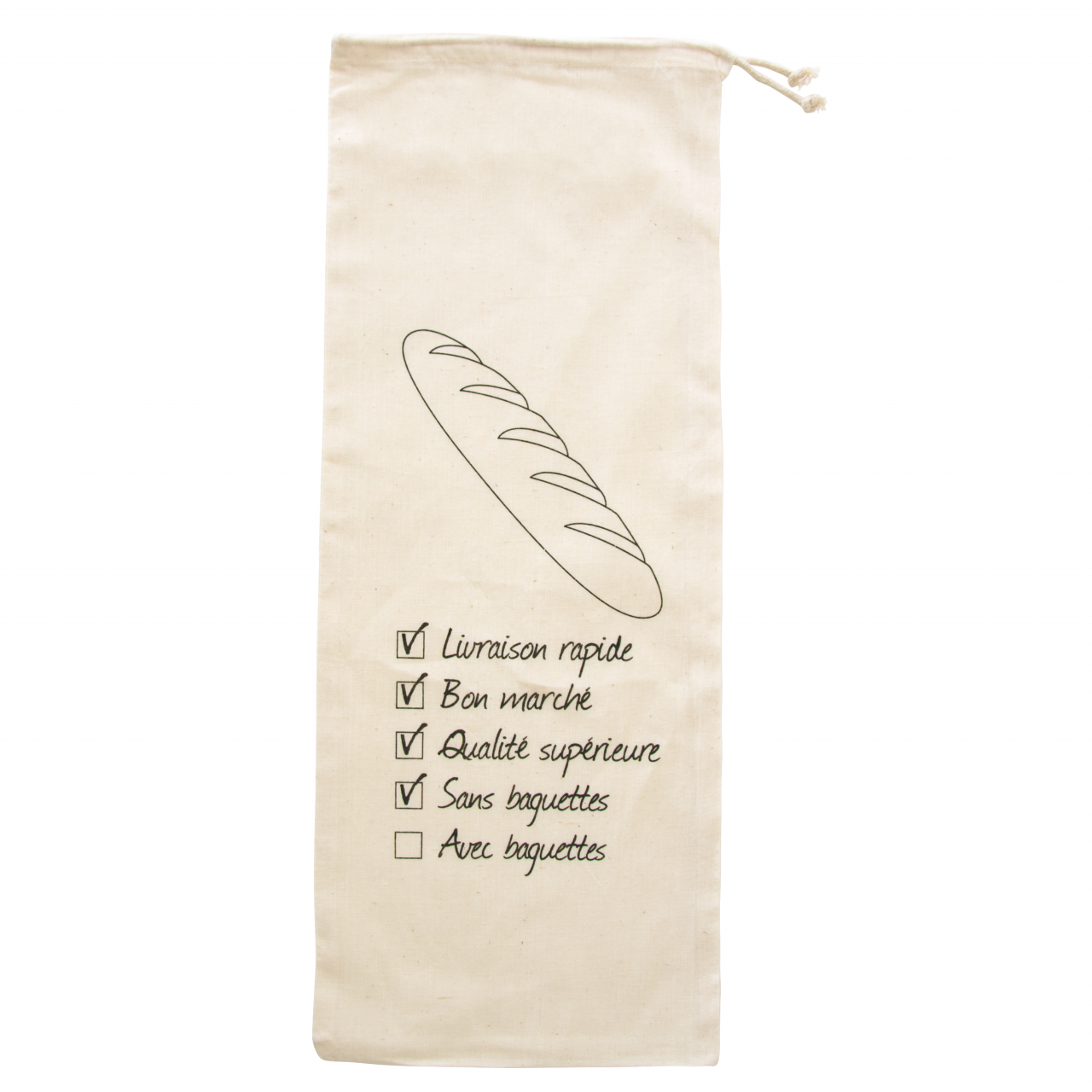 Baguette-Beutel aus Baumwolle naturfarben 120 gr / m2