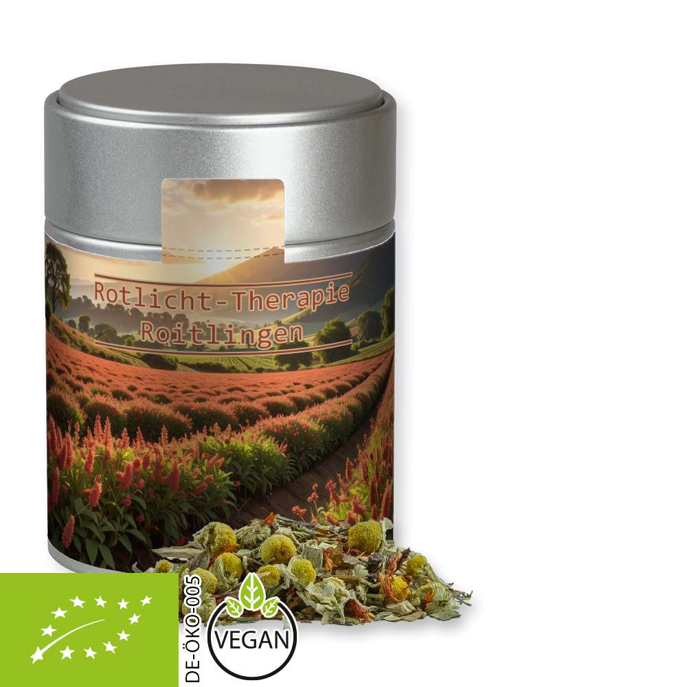 Bio Rotbuschtee Entspannungszeit, ca. 50g, Metalldose Midi silber