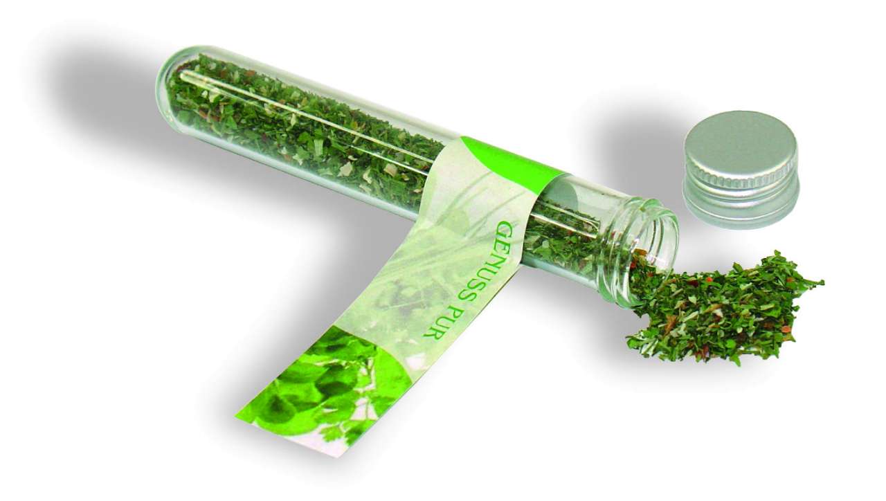 Reagenzglas Salatkräuter