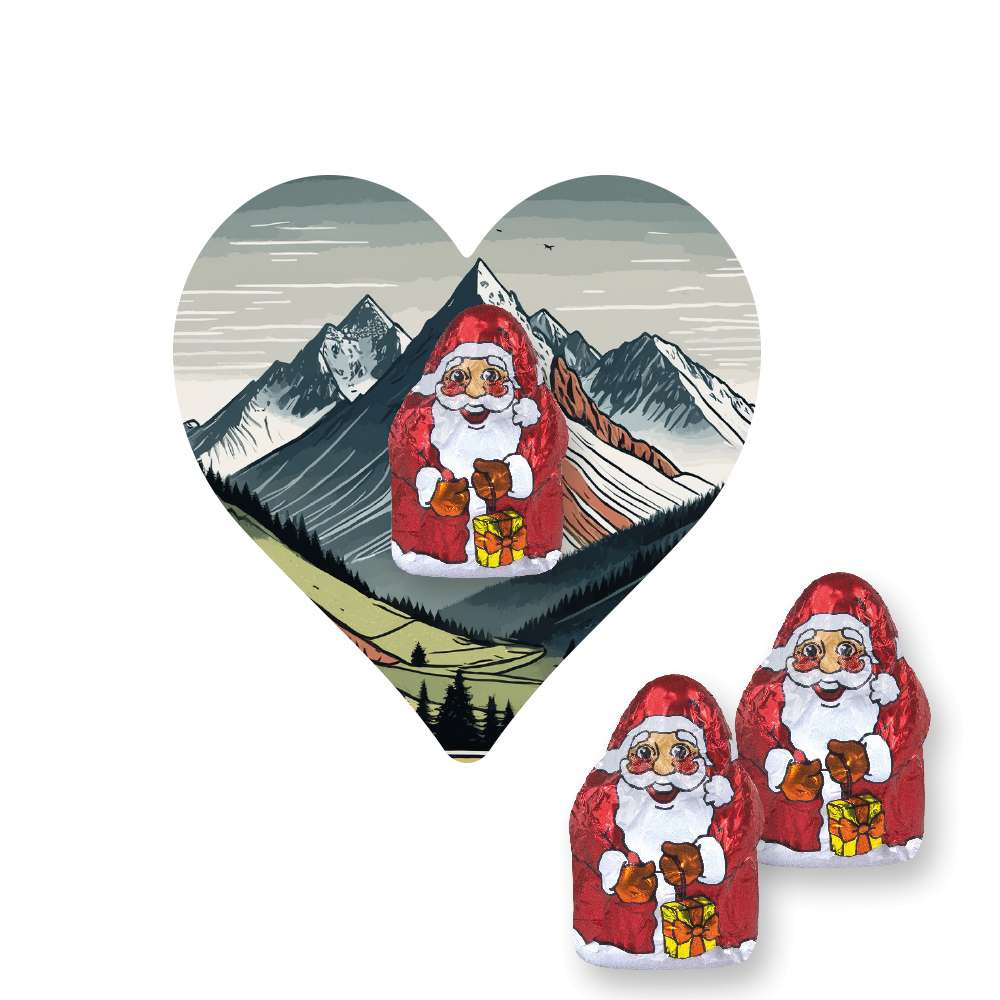Mini Schoko-Weihnachtsmänner, ca. 7g, Flyer Mini Herzform