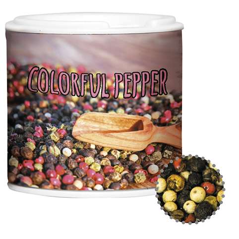 Gewürzmischung bunte Pfefferkörner, ca. 20g, Gewürzpappstreuer