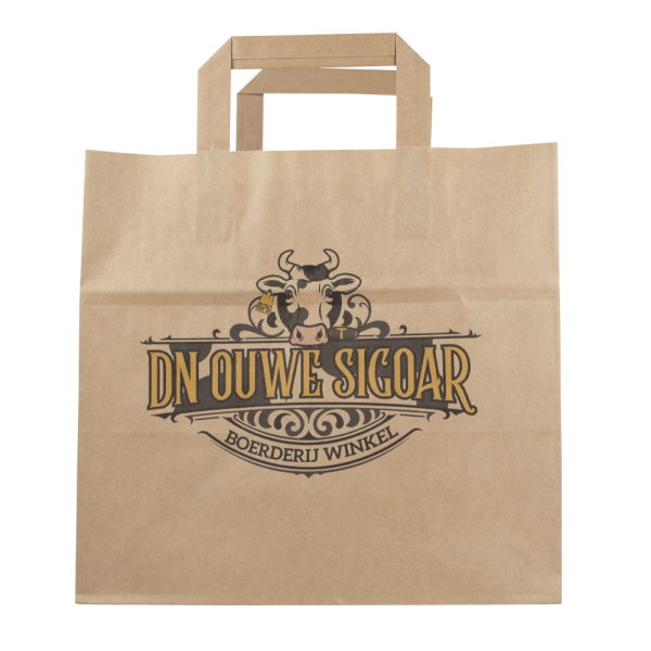 Papier Tragetaschen mit flach gefalteter Griff