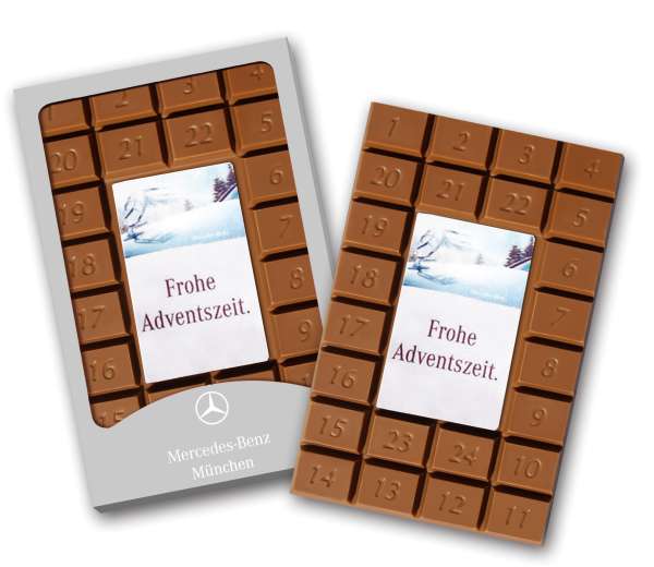 Adventskalendertafel in bedrucktem Karton