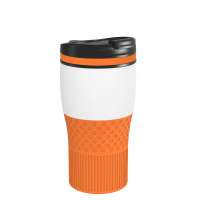 Becher weiß, Ring orange, Hülle orange