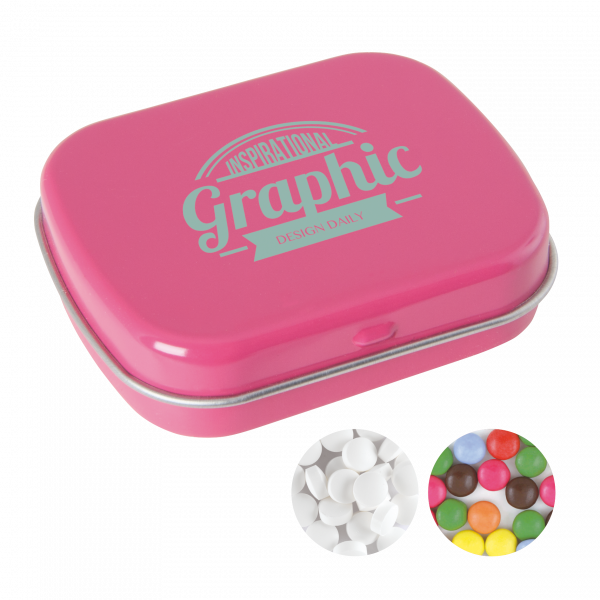 Scharnierblechdose mit ca. 25 gr. Minties TAMPONDRUCK