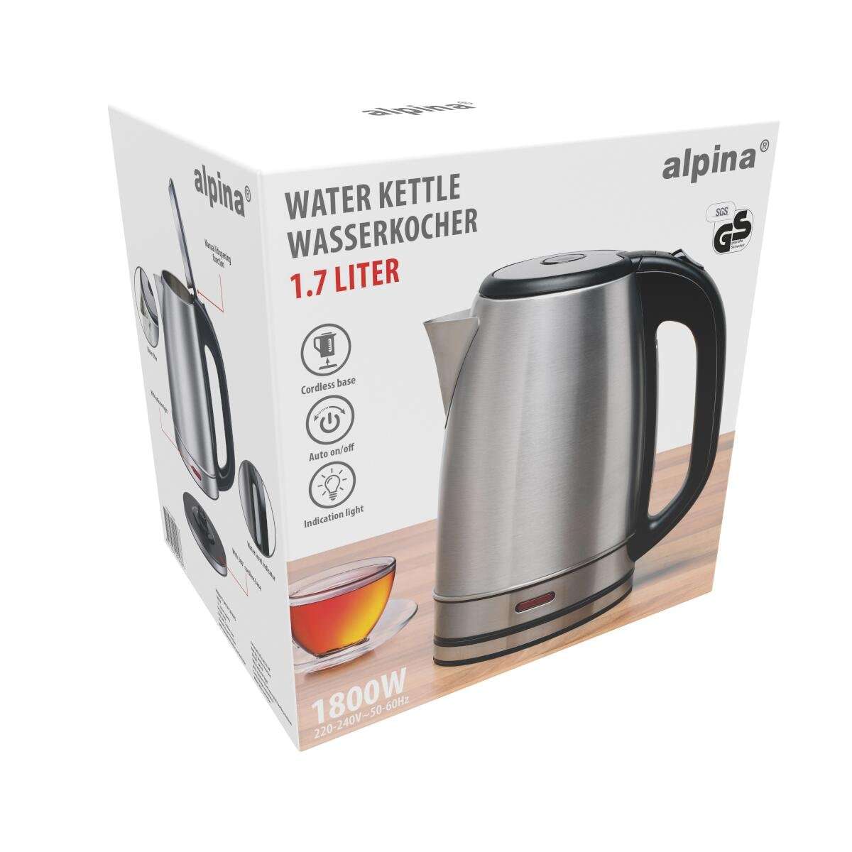 ALPINA Water Kettle 1.7L 1800W Silver