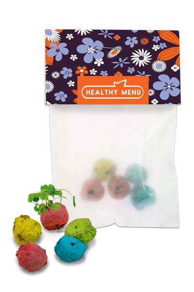 Bunte Mini Flower-Balls mit Samen - Ostern