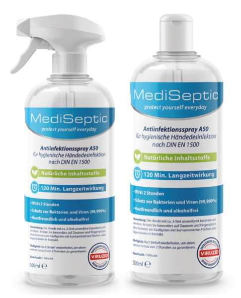 Desinfektionsspray 2x 500 ml, mit Sprühkopf + Dosierdeckel