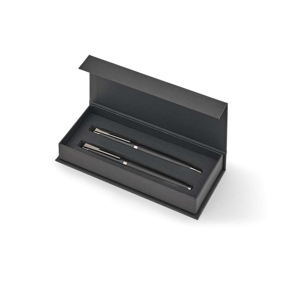 KINGSLEY Set bestehend aus 1 Kugelschreiber und 1 Tintenroller aus Aluminium mit blauer Dokumental®-