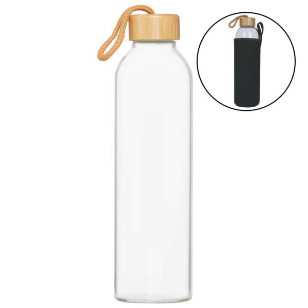 Glasflasche mit Hülle "Bamboo" 1,0 l